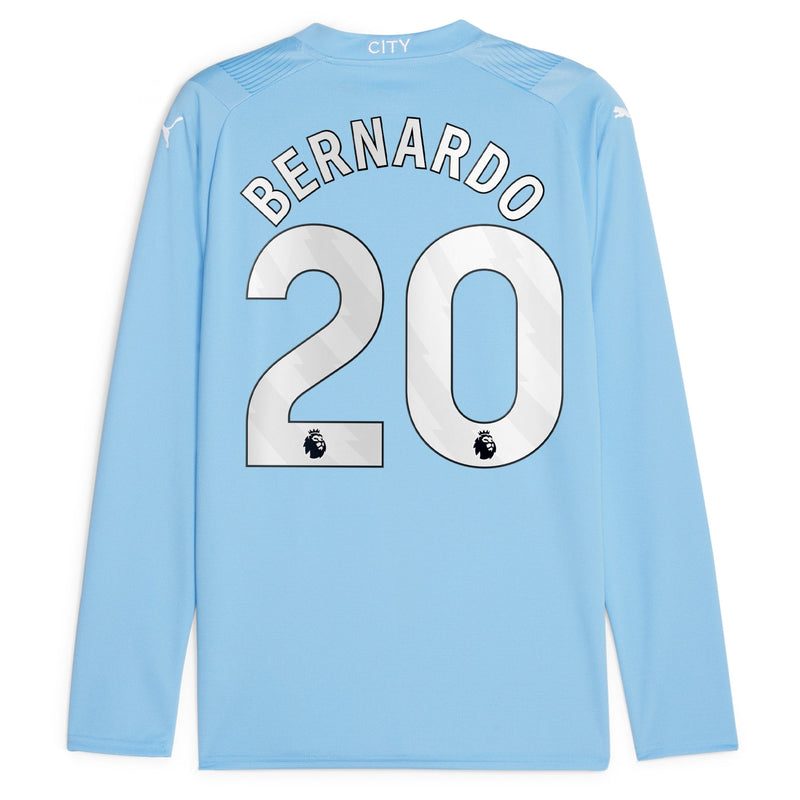 Bernardo Silva Manchester City Puma 2023/24 Home Player Long Sleeve Jersey - Sky Blue