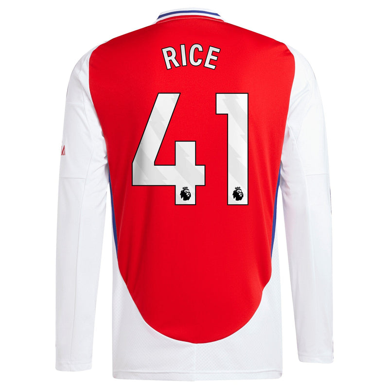 Declan Rice Arsenal adidas 2024/25 Home Long Sleeve Player Jersey – Red