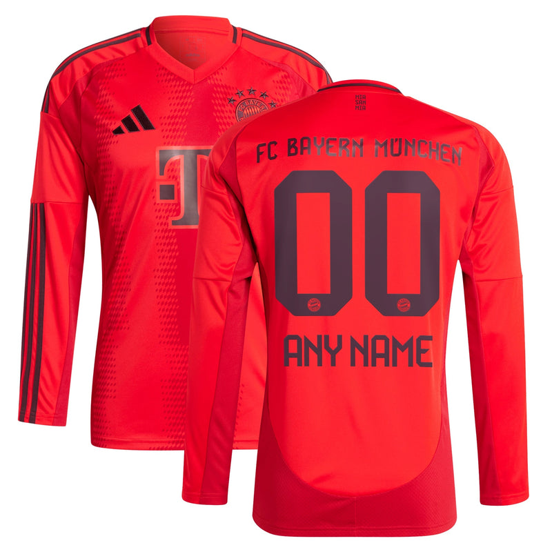 Bayern Munich adidas 2024/25 Home  Long Sleeve Custom Jersey - Red