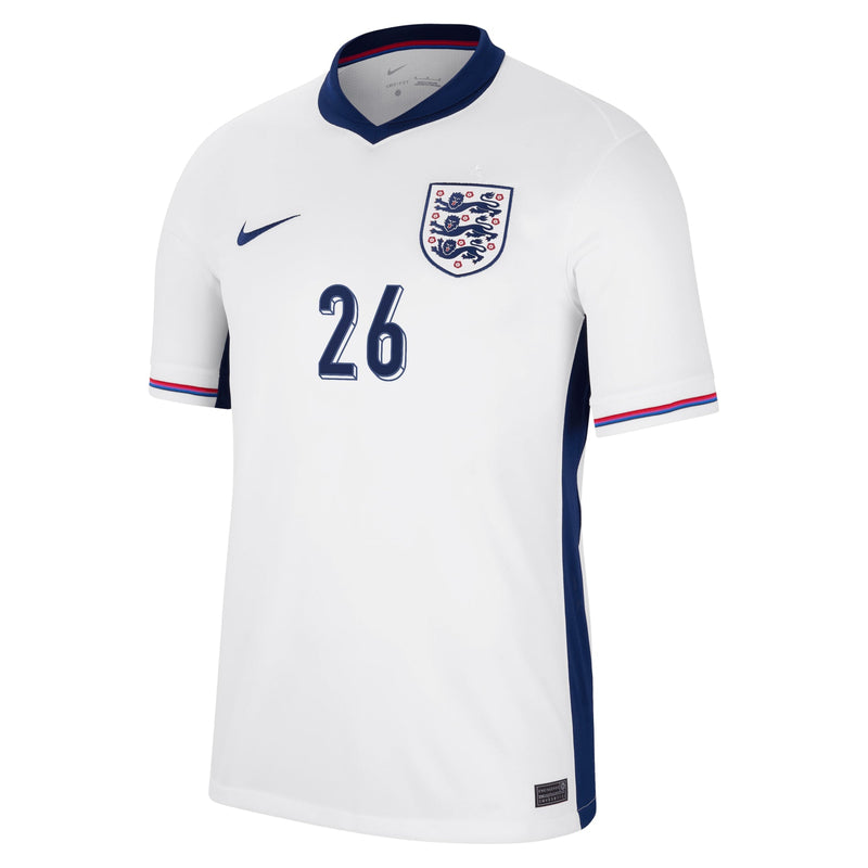 England Nike Home Stadium Shirt 2024 with Mainoo 26 printing