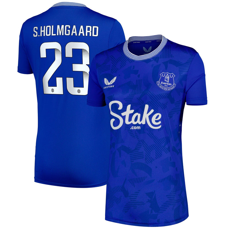 Everton Castore WSL Home Pro Shirt 2024-25 - Womens with S.Holmgaard 23 printing