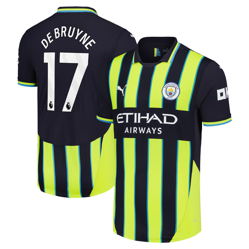 Manchester City PUMA Away Authentic Shirt 2024-25 with De Bruyne 17 printing