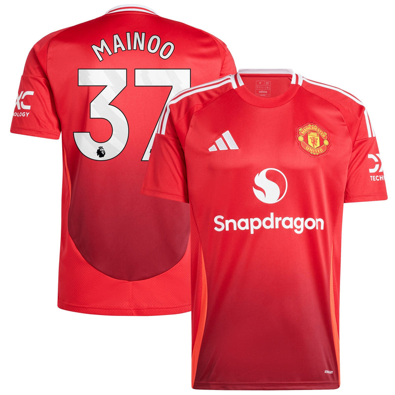 Manchester United adidas Home Shirt 2024-25 with Mainoo 37 printing