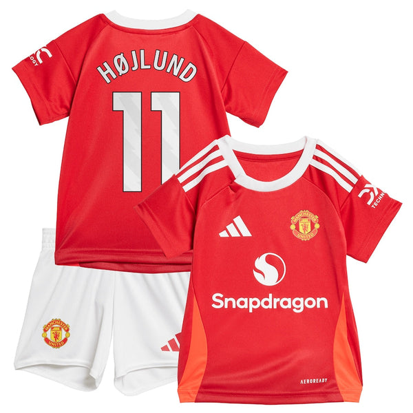 Manchester United adidas Home Baby Kit 2024-25 with Højlund 11 printing