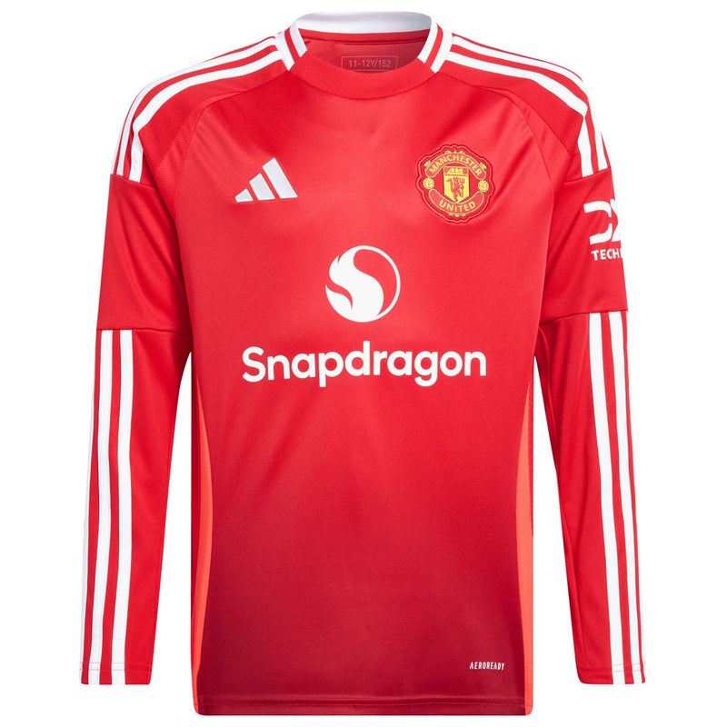 Manchester United adidas Home Shirt 2024-25 - Kids - Long Sleeve