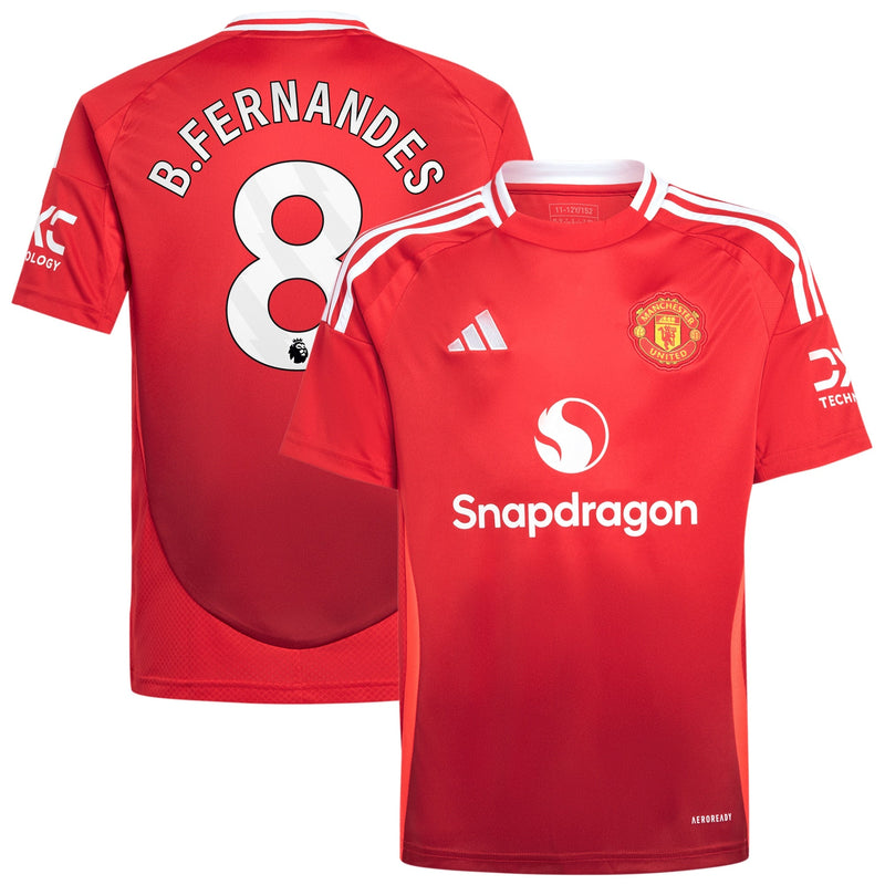 Manchester United adidas Home Shirt 2024-25 - Kids with B.Fernandes 8 printing