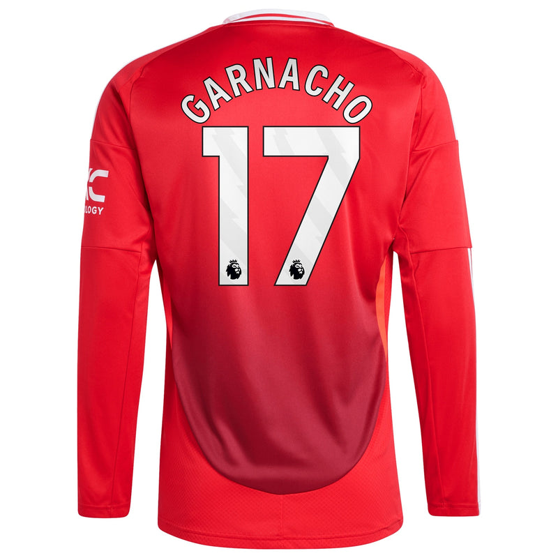 Manchester United adidas Home Shirt 2024-25 - Long Sleeve with Garnacho 17 printing