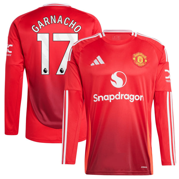 Manchester United adidas Home Shirt 2024-25 - Long Sleeve with Garnacho 17 printing