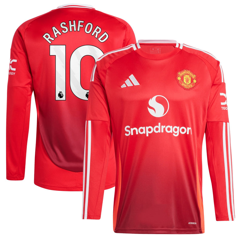 Manchester United adidas Home Shirt 2024-25 - Long Sleeve with Rashford 10 printing