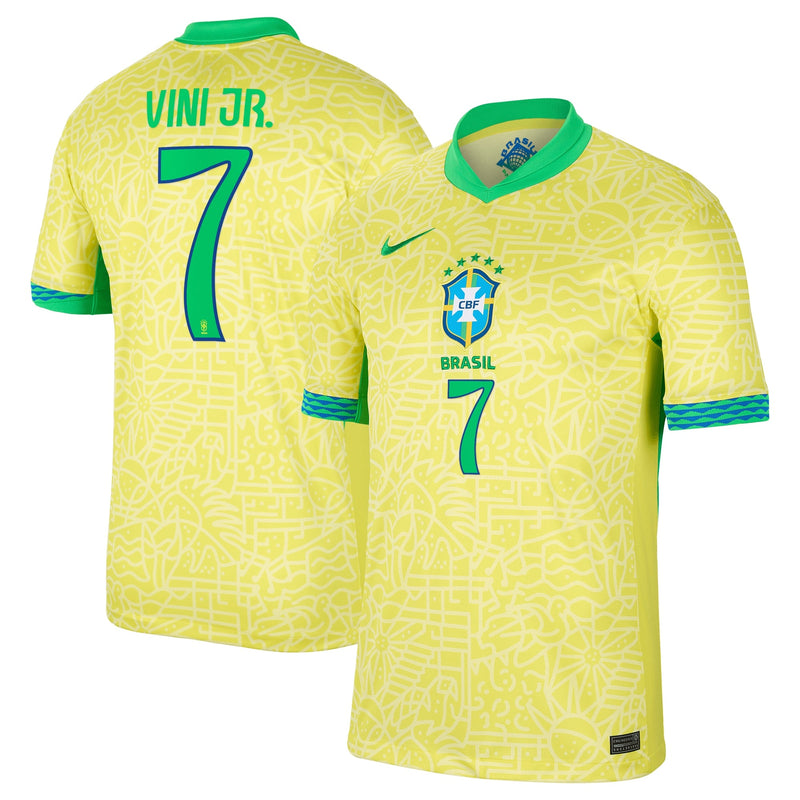 Vini Jr. Brazil National Team Nike 2024 Home Jersey - Yellow