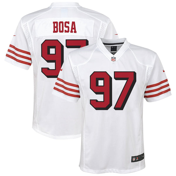 San Francisco 49ers Nike Game Secondary Alternate Jersey - White - Nick Bosa - Youth