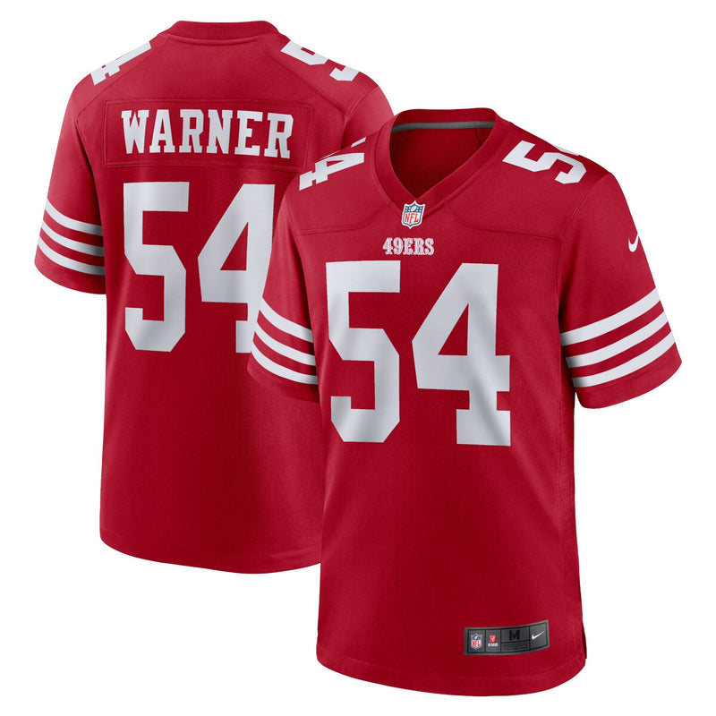 San Francisco 49ers Nike Home Game Team Colour Jersey - Scarlet - Fred Warner - Mens