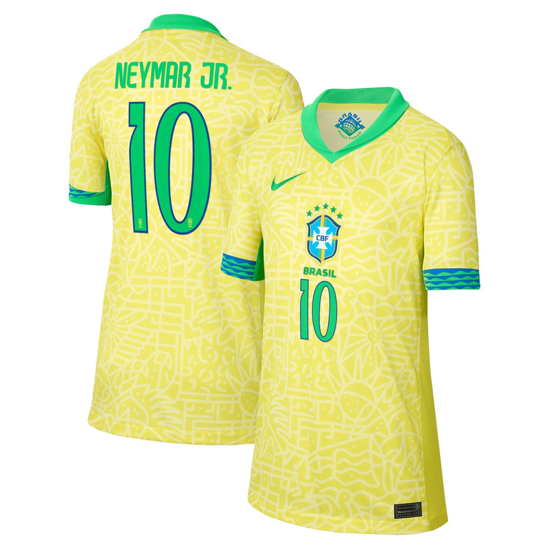 Neymar Jr. Brazil National Team Nike Youth 2024 Home Stadium Player Jersey – Yellow